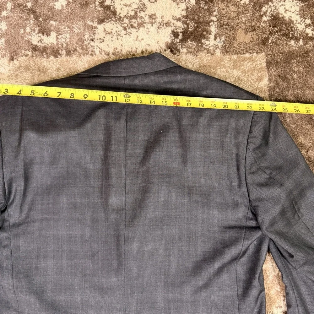 Ermenegildo Zegna Trofeo Blazer Mens‎ 48L Gray Windowpane Plaid Wool Two-Button